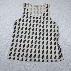 J.Crew Pineapple Print Cotton Tank Top Women's M Summer Tropical Beach